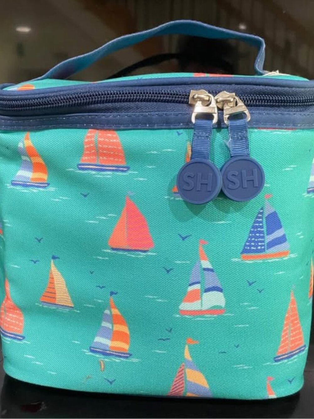 New SweetHoney Colorful Sailboats Insulated Lunch Box Cooler Bag Teal Coastal